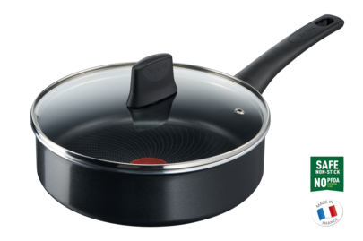  Tefal B55532 Easy Cook & Clean Sauté Pan 24 cm with Glass Lid  Non-Stick Coating Safe Thermal Signal Stable Base, Gentle Cooking Black :  Home & Kitchen